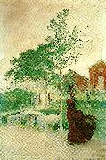 Carl Larsson i blasten-ett vindkast-stina oil painting on canvas